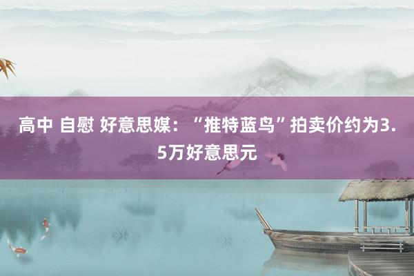 高中 自慰 好意思媒：“推特蓝鸟”拍卖价约为3.5万好意思元