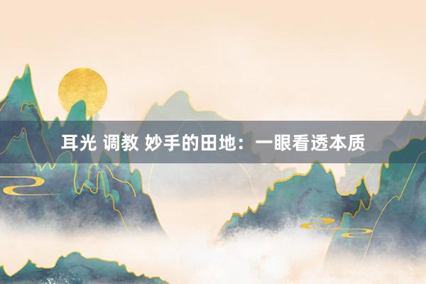 耳光 调教 妙手的田地：一眼看透本质